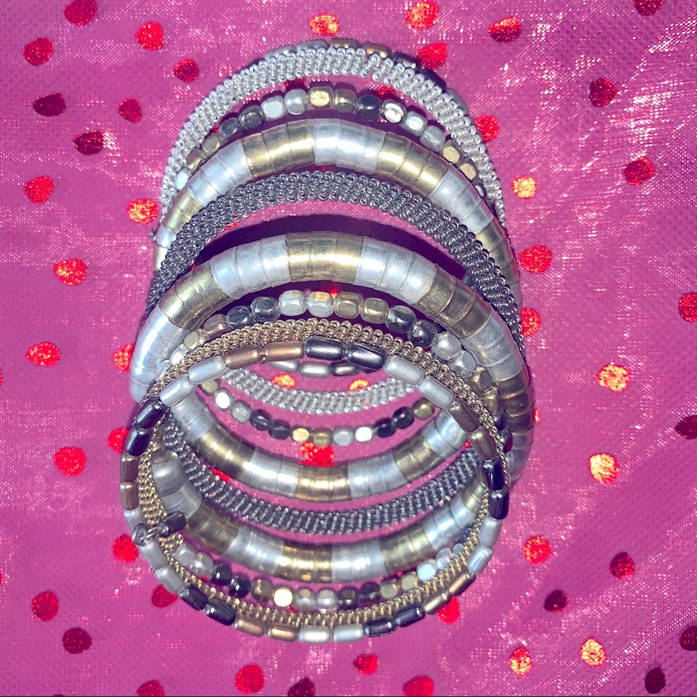 Gold and silver tone spiral bracelet